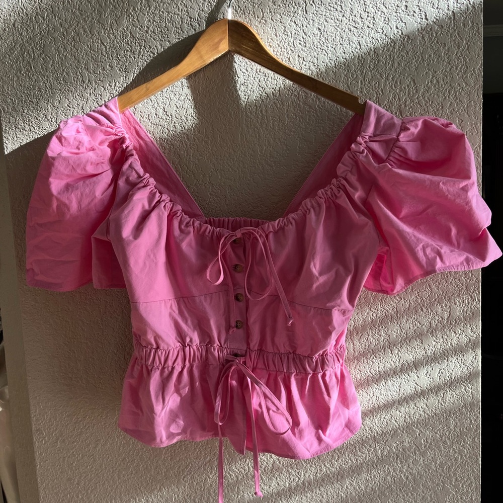 Ciao Lucia Pink Puff Sleeve Top